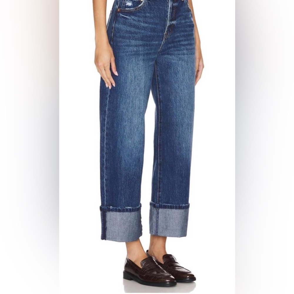 pistola Dark Blue Wide Leg Cuffed Jeans